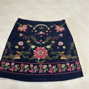 Harper Franchesca’s Brand, Navy Corduroy Embroidered Mini Skirt.Size S.Fairycore